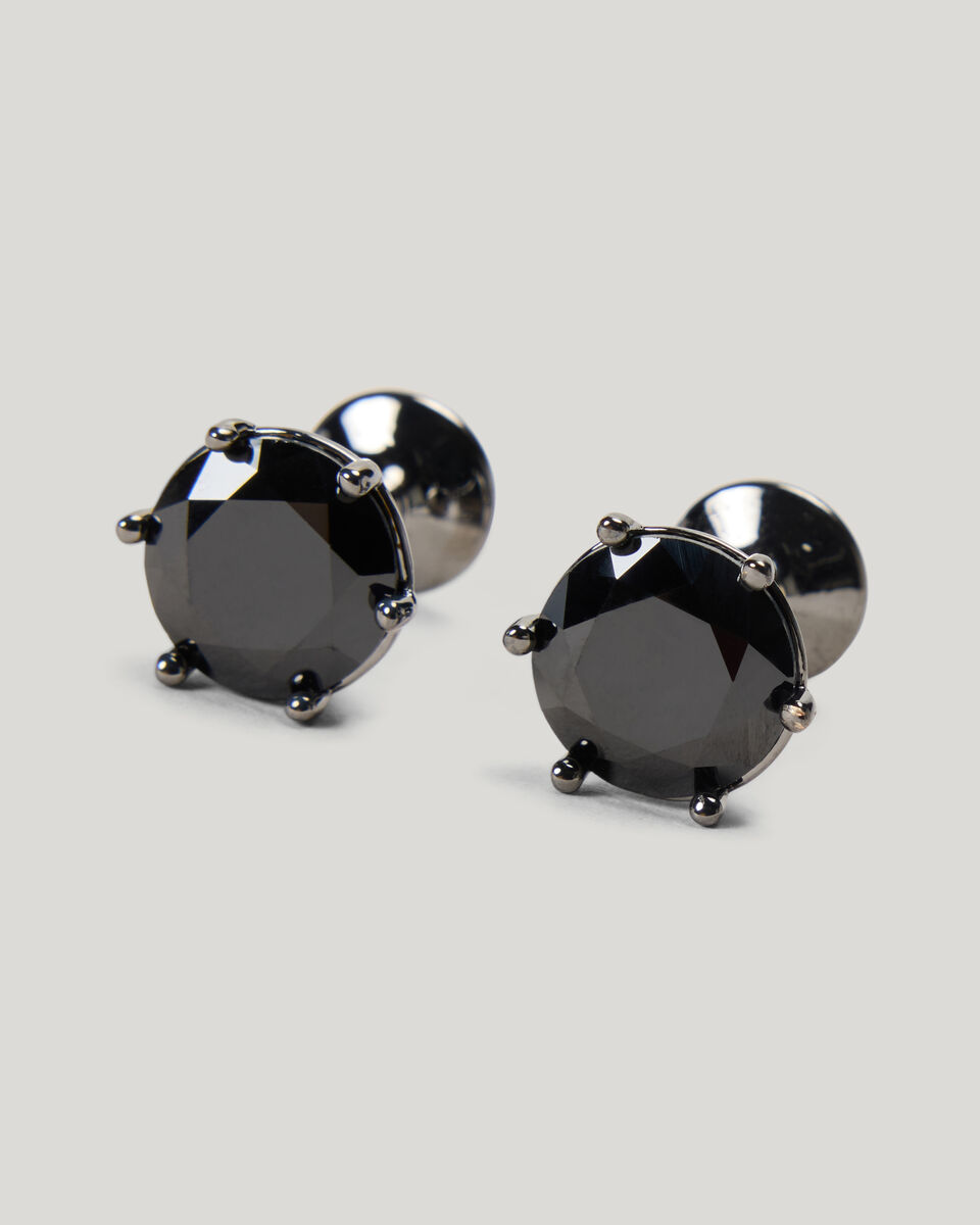 Round Crystal Cufflinks, Gunmetal, hi-res